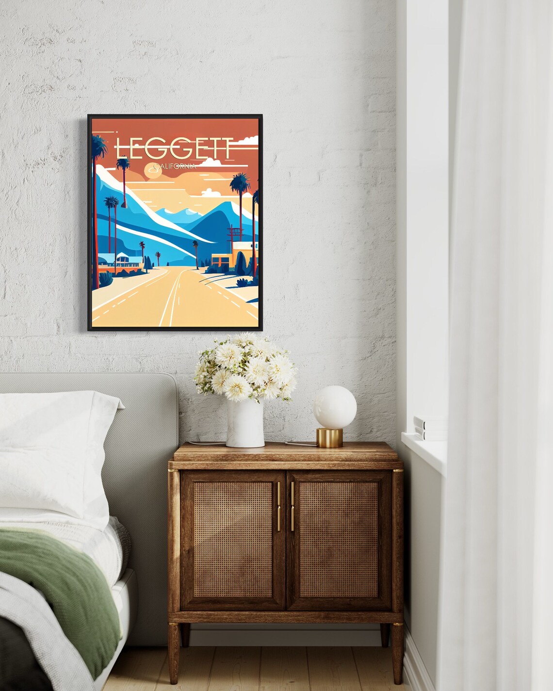 Leggett California Road Palm Mountains Sunset Retro Scenic Poster - Image 2