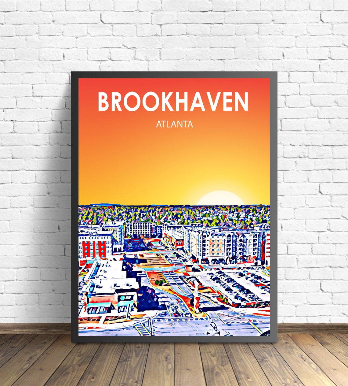 Brookhaven Atlanta Georgia Sunset Cityscape Sketch Art Poster