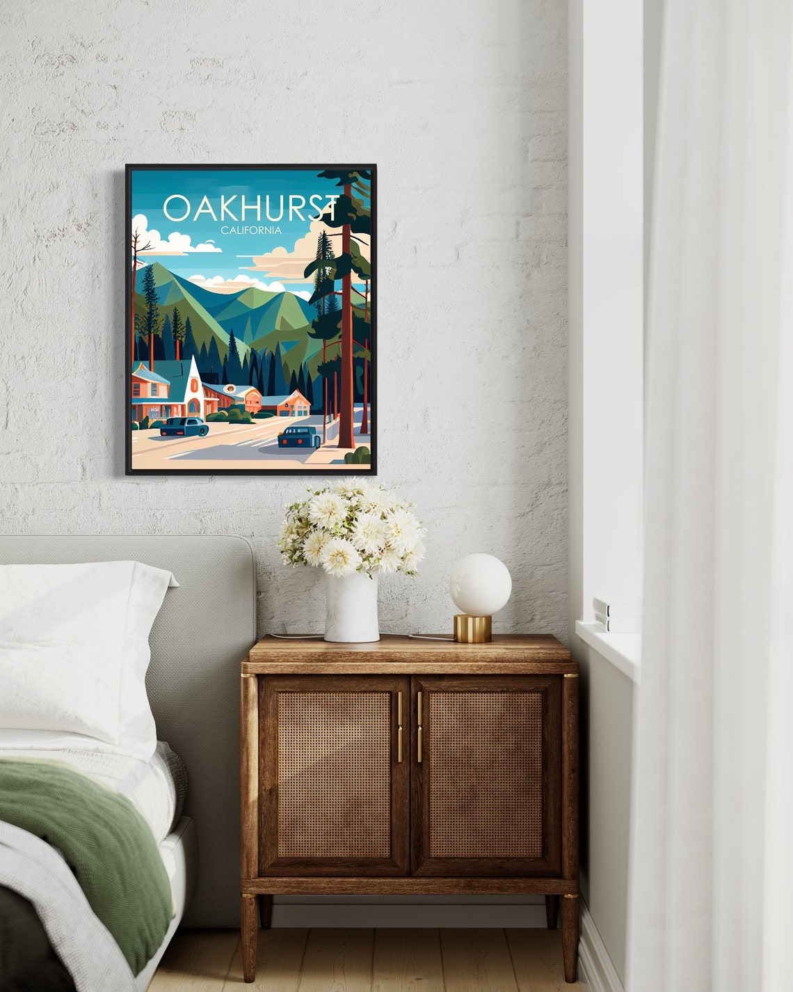 Oakhurst California Mountain Town Street Pine Forest Art Poster - Image 2