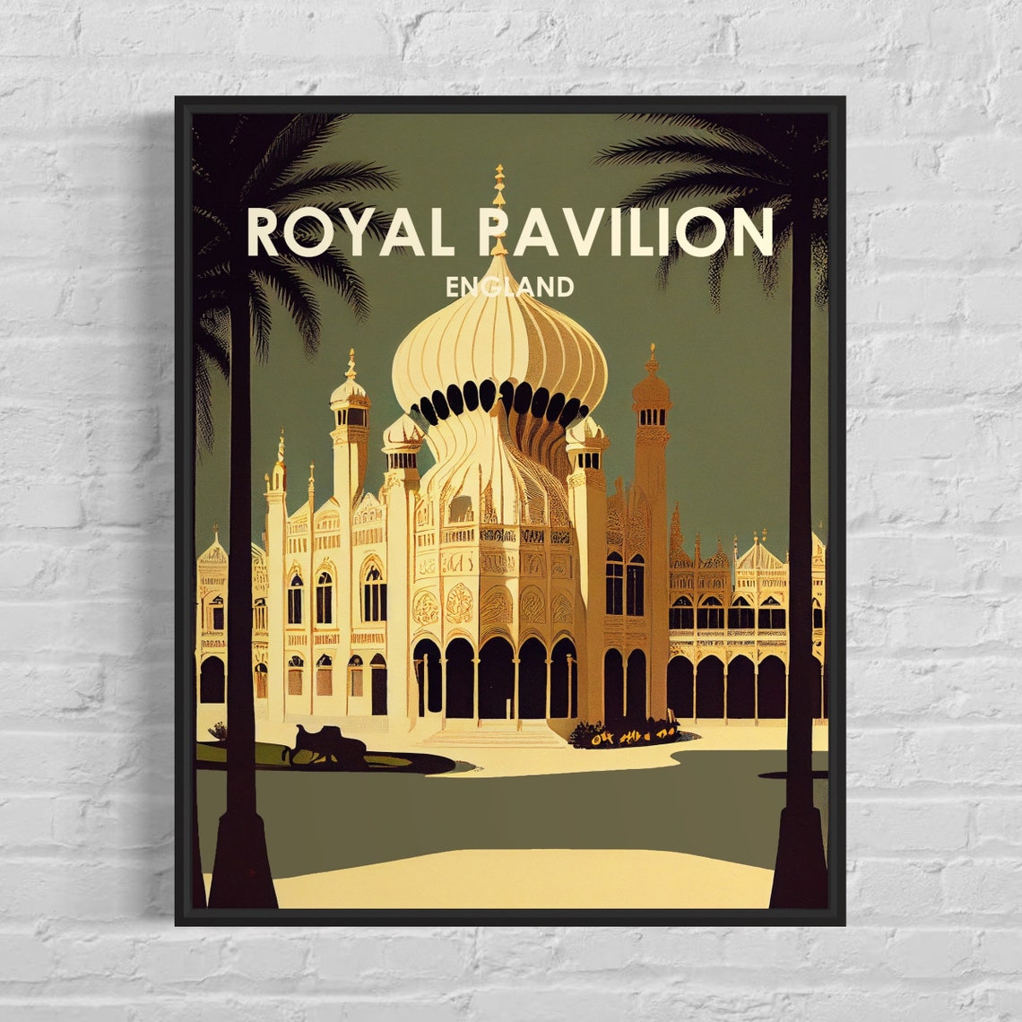 Royal Pavilion England Onion Domes Palace Retro Travel Poster