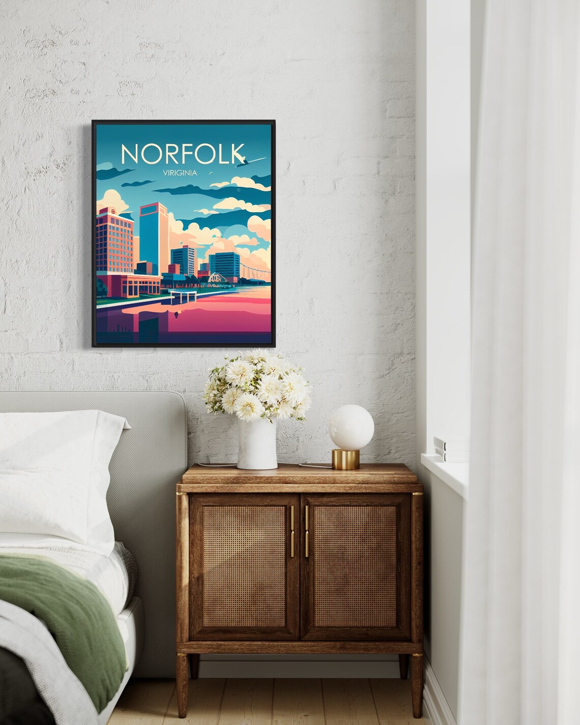 Norfolk Virginia Retro Travel Poster, Minimal Design - Image 3