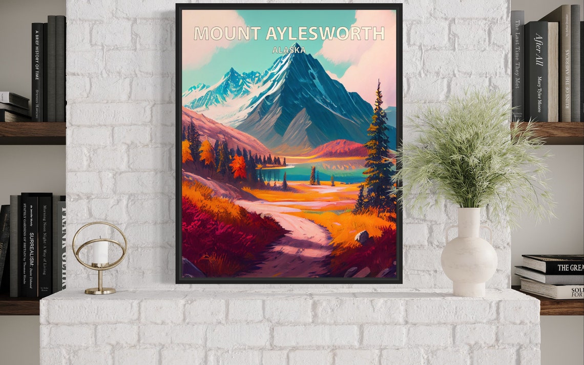 Mount Aylesworth Alaska Glacier Peak Alpine Lake Fall Colors Poster - Image 3