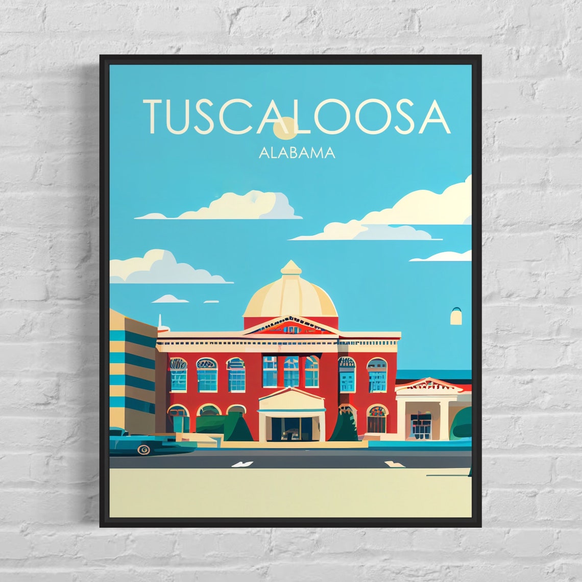Tuscaloosa Alabama Retro Art Print Tuscaloosa Wall Art Illustration Tuscaloosa Vintage Minimal Design Poster
