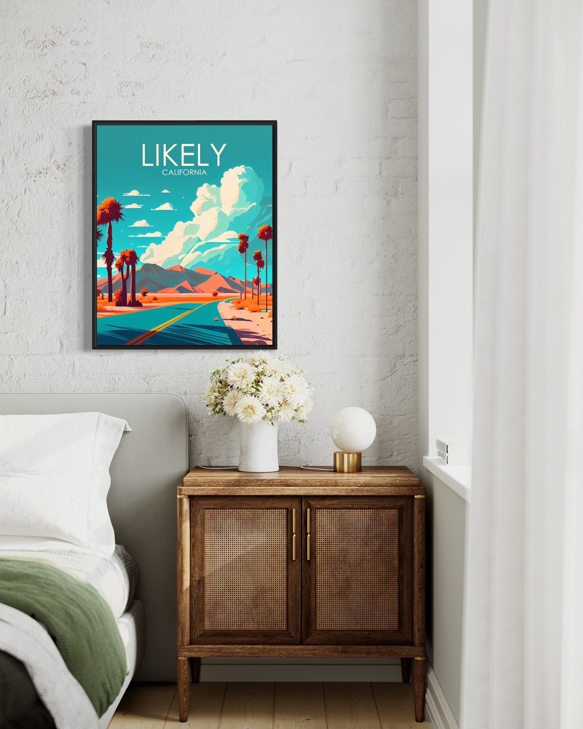 Likely California Open Desert Highway Palm Mountain View Poster - Image 2