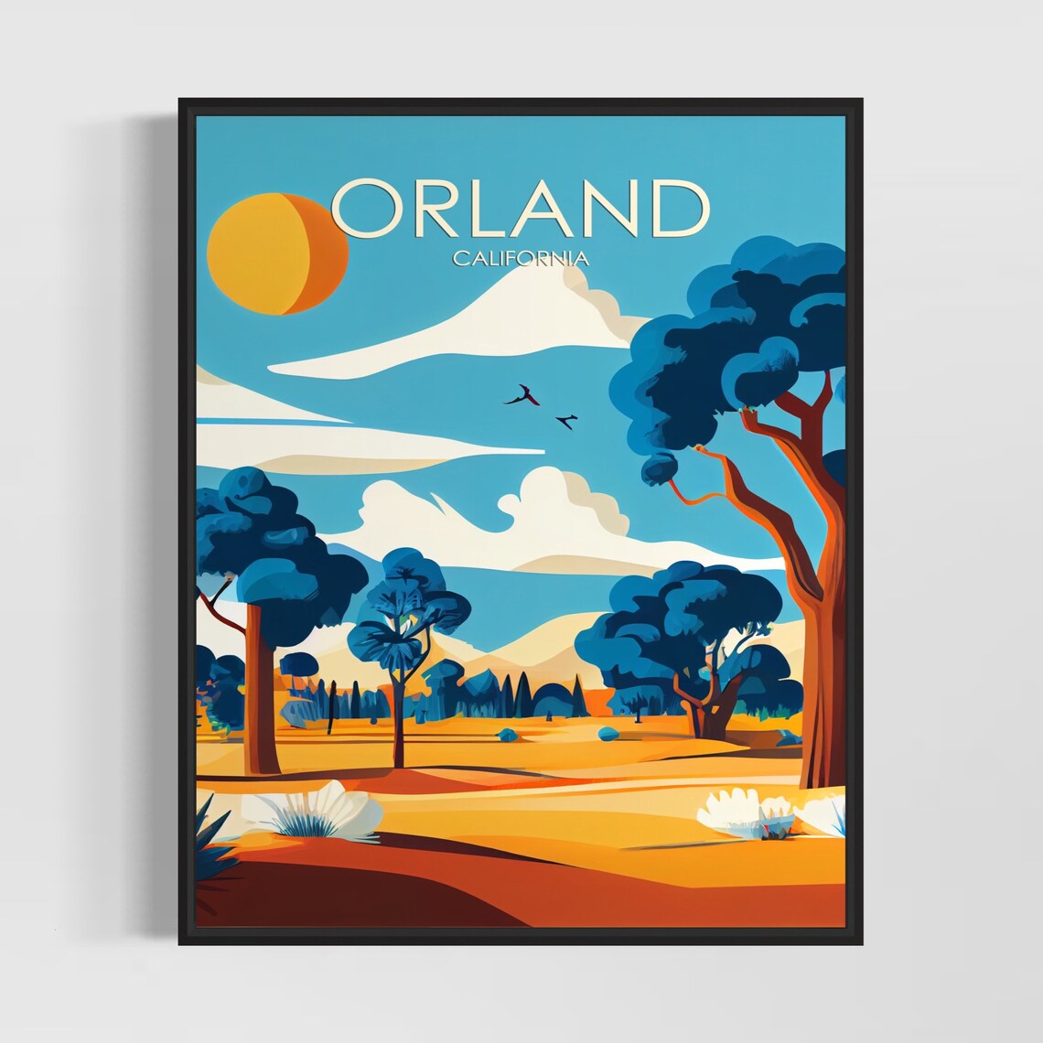 Orland California Golden Farmland Trees Bright Sun Sky Poster