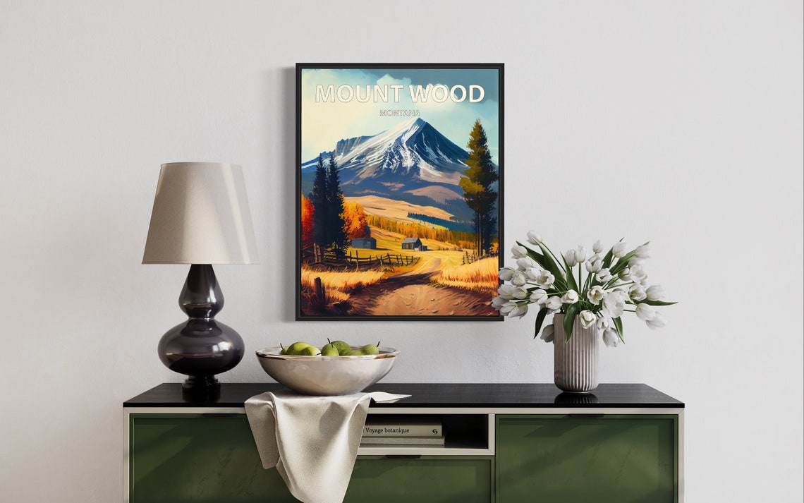 Mount Wood Montana Snowy Summit Ranch Valley Golden Hour Poster - Image 2