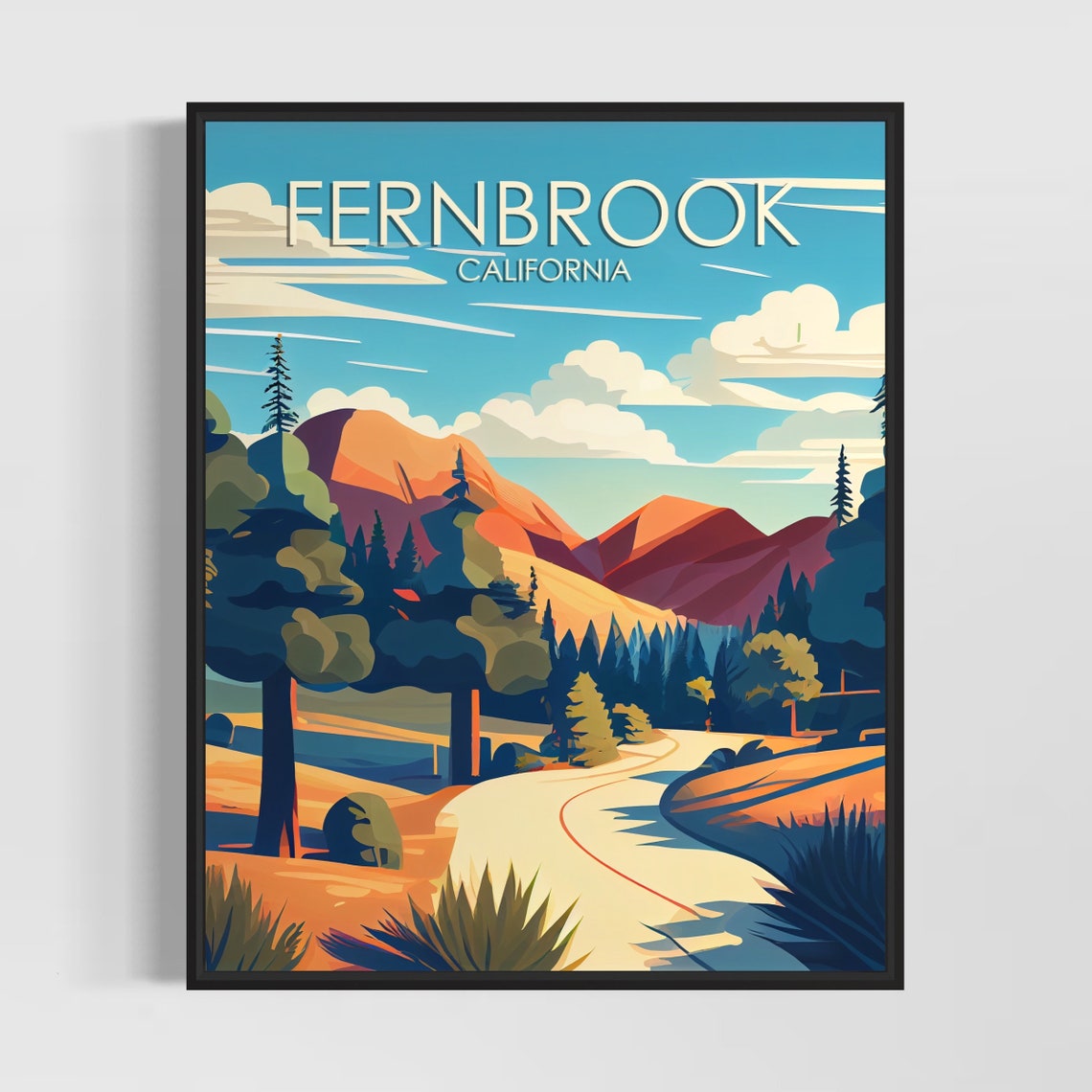 Fernbrook California Winding Forest Road Pine Mountain Poster