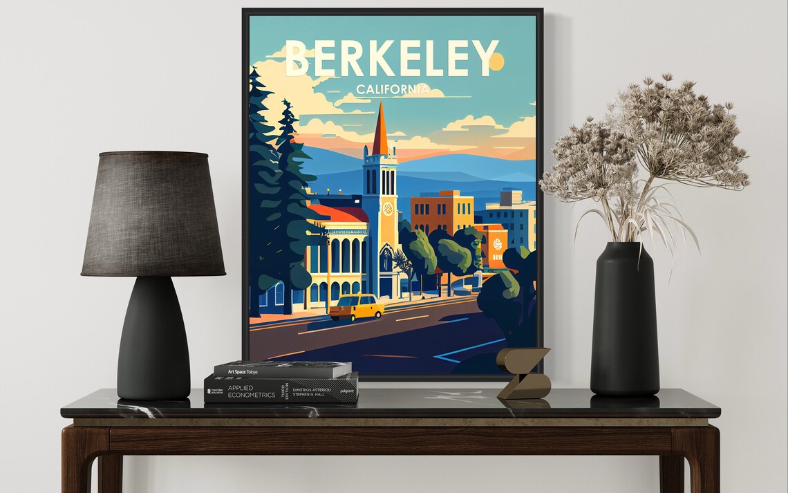 Berkeley California Downtown Campanile Tower Street Travel Poster - Image 3
