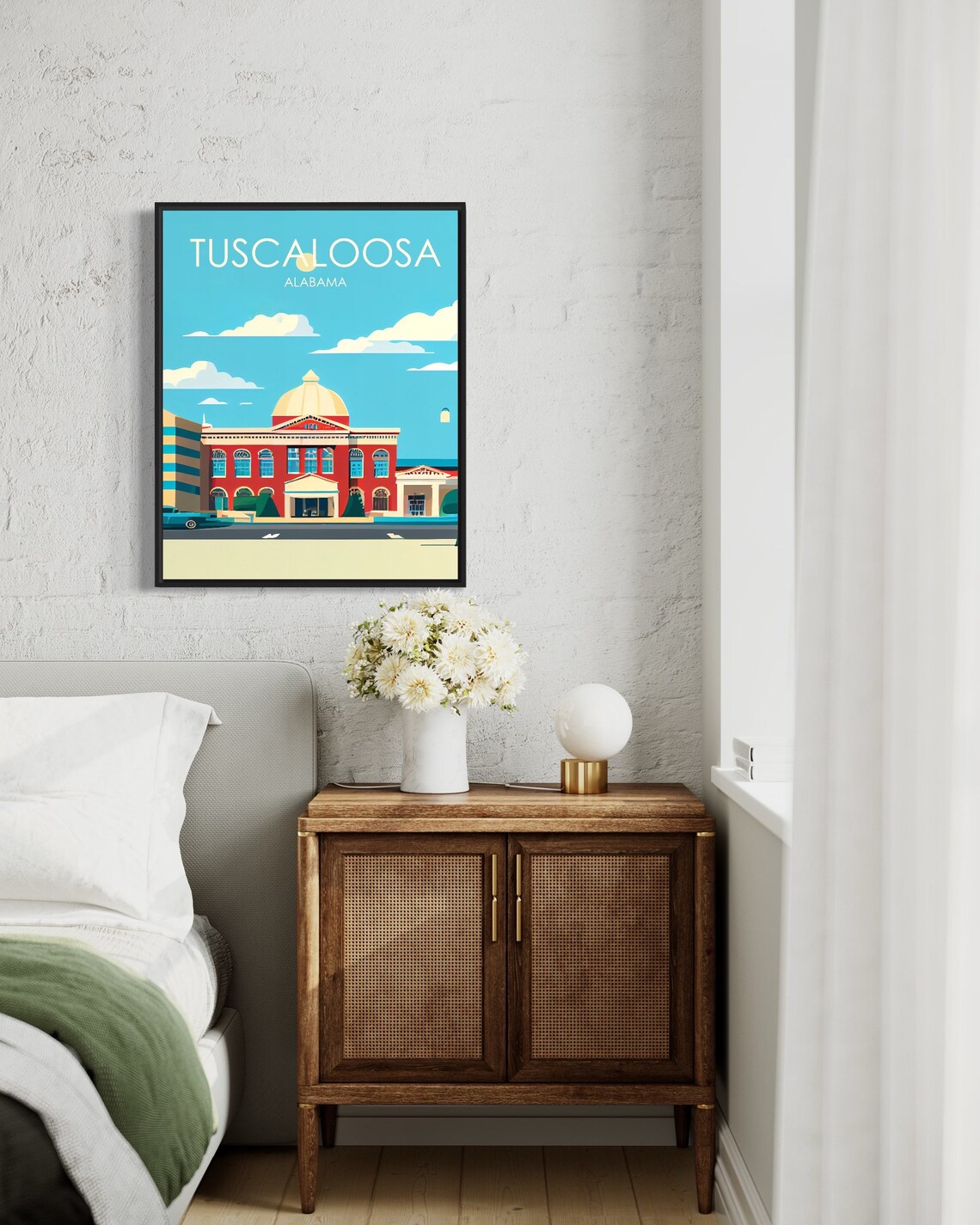 Tuscaloosa Alabama Historic Red Domed Building Sunny Day Travel Poster - Image 3