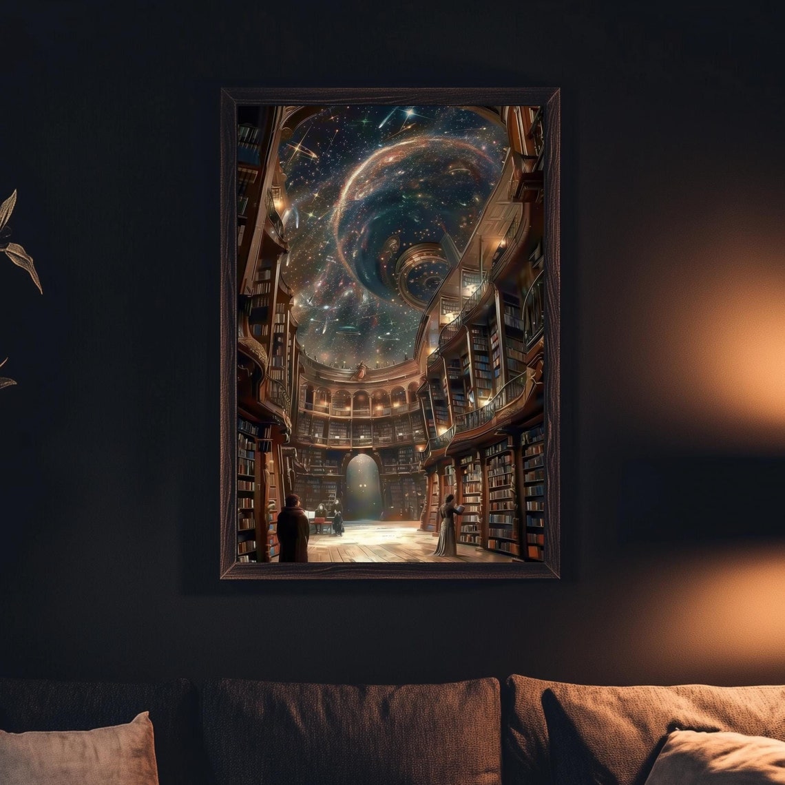 Cosmic Library Grand Dome Galaxy Ceiling Magical Starry Book Poster