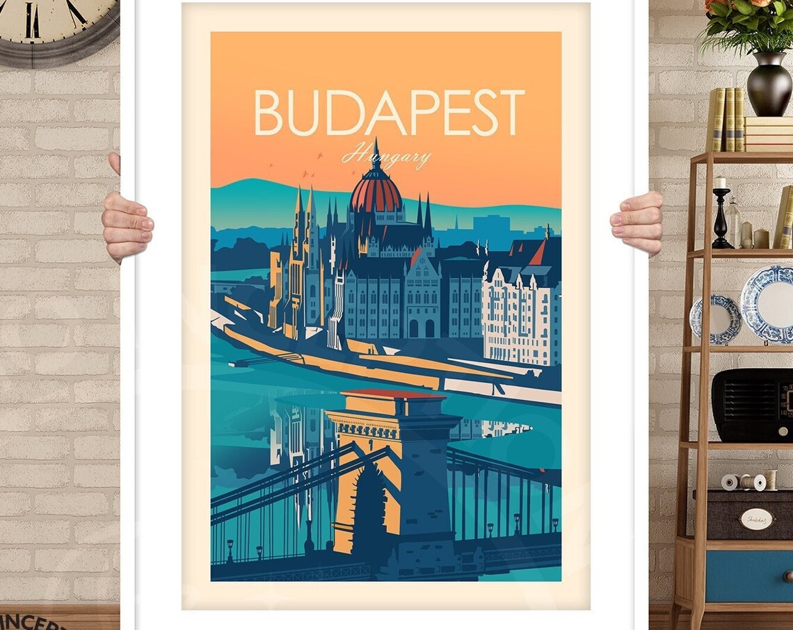 Budapest Hungary Travel Poster, Living Room Art - Image 4