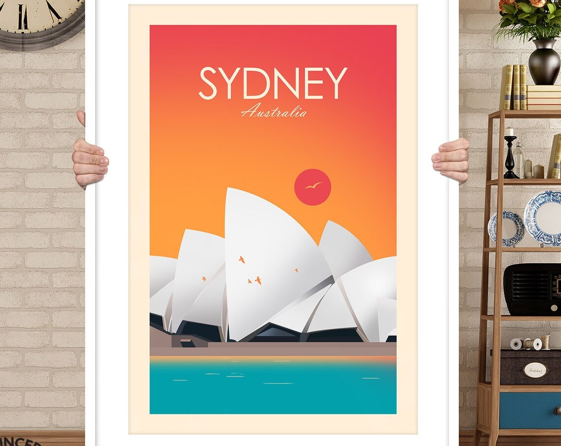 Sydney Australia Traditional Travel Poster, Opera House - Image 3