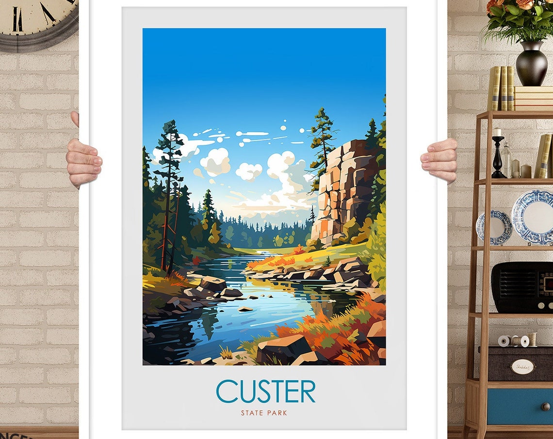 Custer State Park South Dakota River Pines Cliffs Nature Poster - Image 3