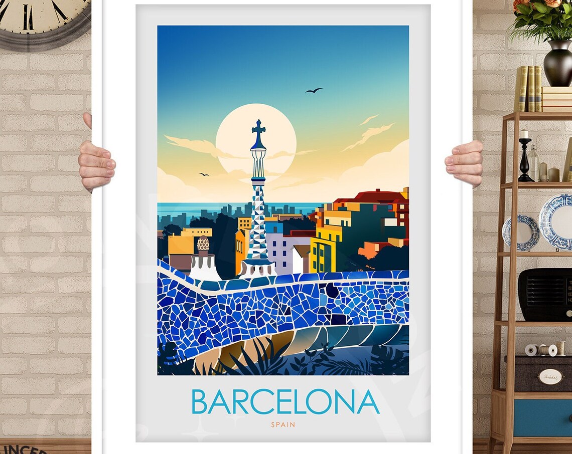Barcelona Park Guell Spain Travel Poster - Image 3
