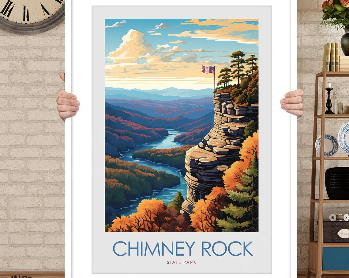 Chimney Rock State Park North Carolina Cliff Overlook Fall Poster - Image 3
