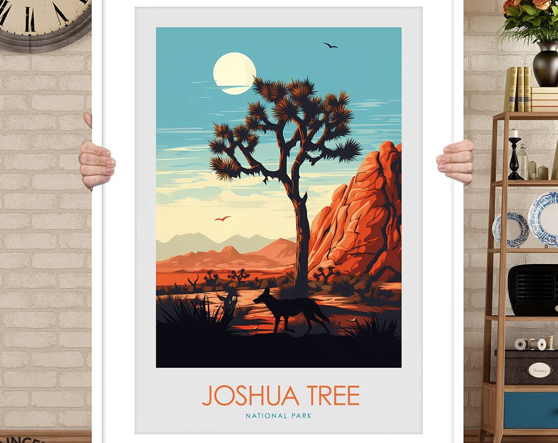 Joshua Tree National Park Desert Coyote Sunset Travel Poster - Image 3