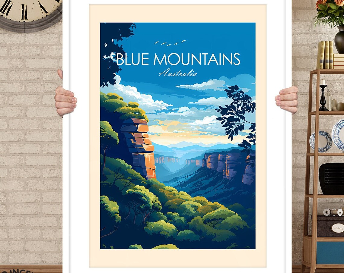 Blue Mountains Australia Travel Poster Art Print - Image 3