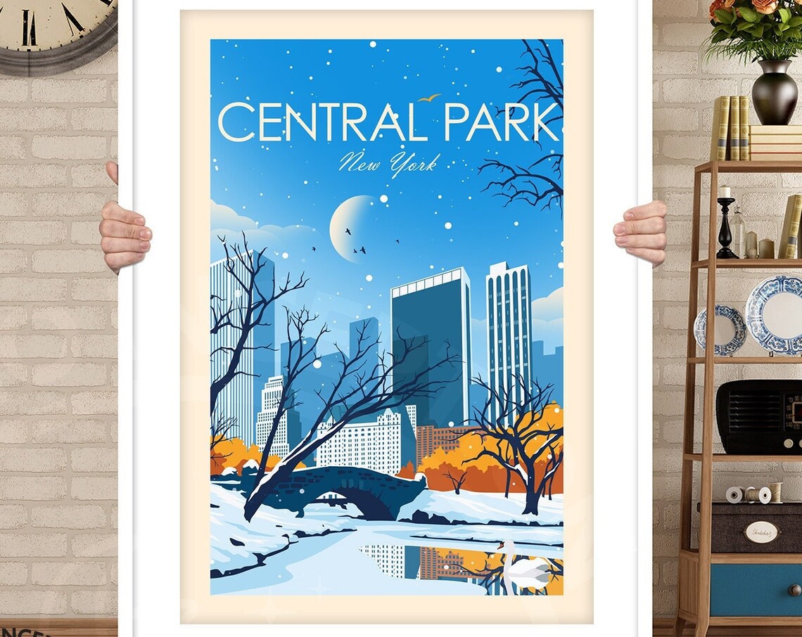 New York Central Park Autumn Winter Travel Poster - Image 3