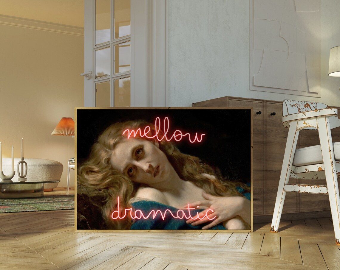 Feelings Wall Art Print Funny Mental Health Art Neon Mellow Dramatic Poster A46 - Image 2