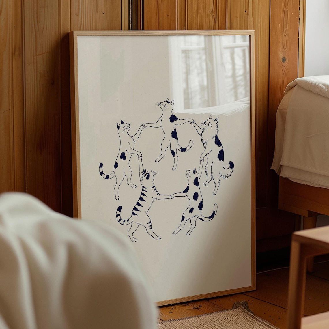 Matisse Cats Dancing In A Circle, Line Art