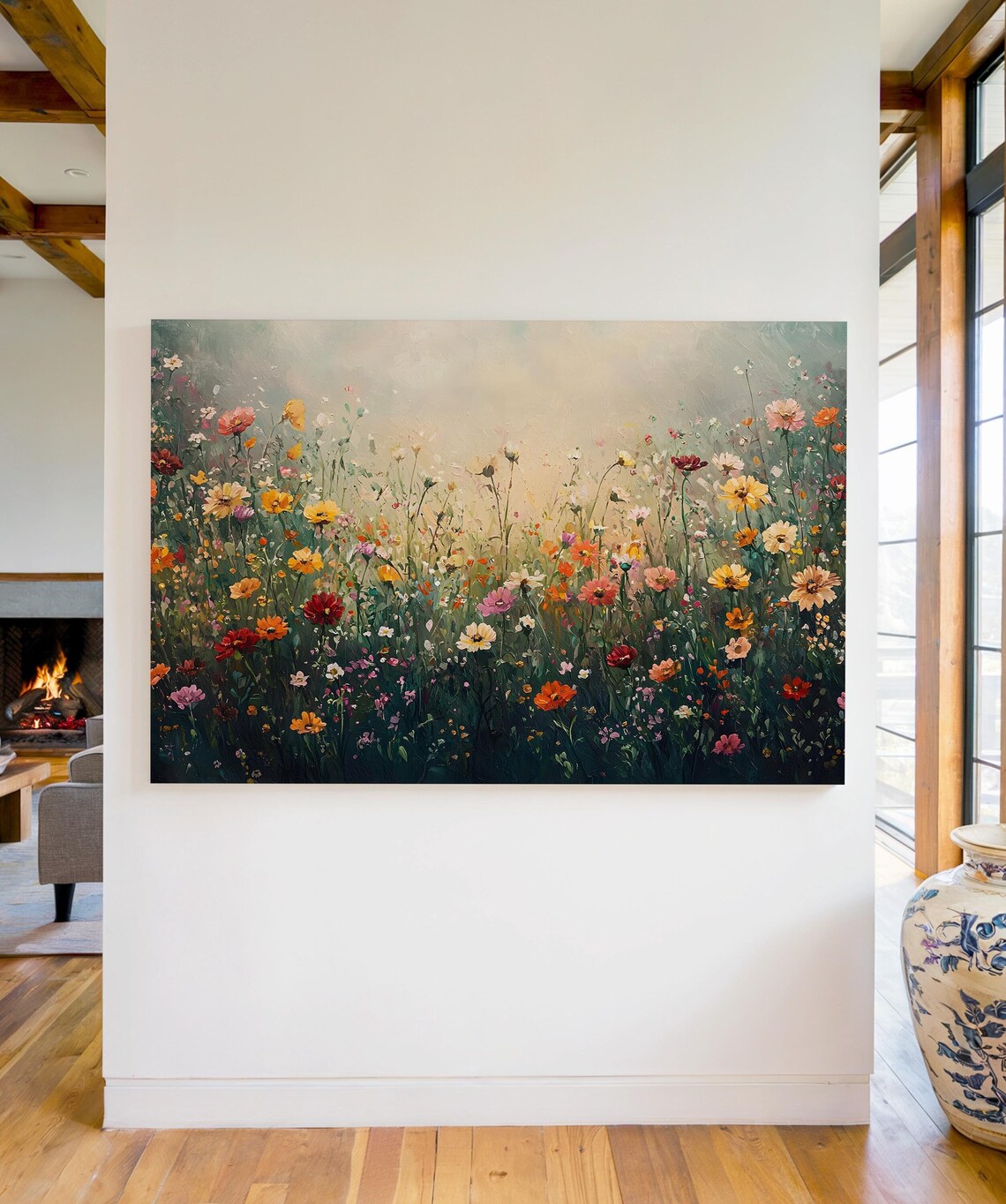 Vintage Wildflower Field Botanical Landscape Art Print