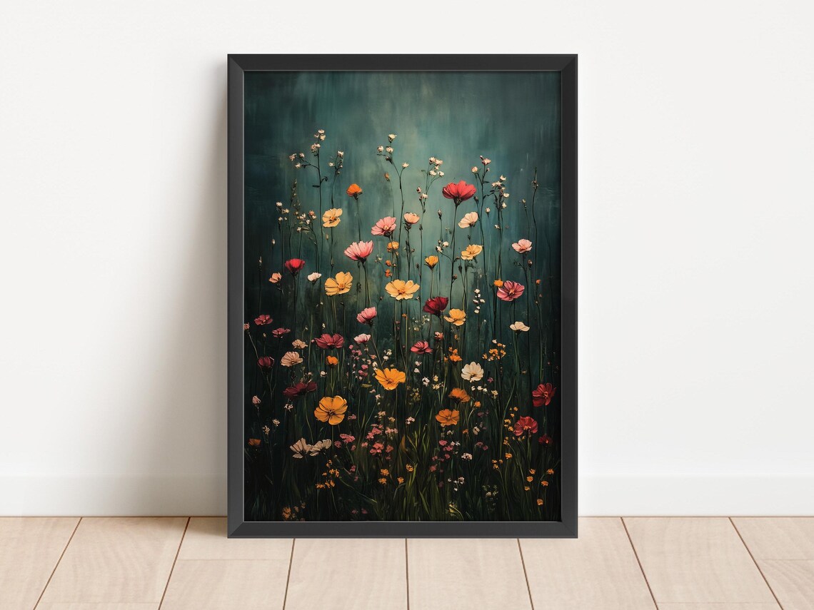 Wildflower Field Vintage Botanical Landscape Art Print