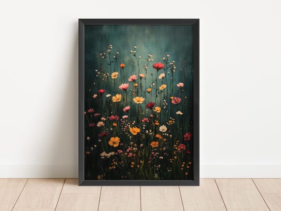 Wildflower Field Vintage Botanical Landscape Art Print