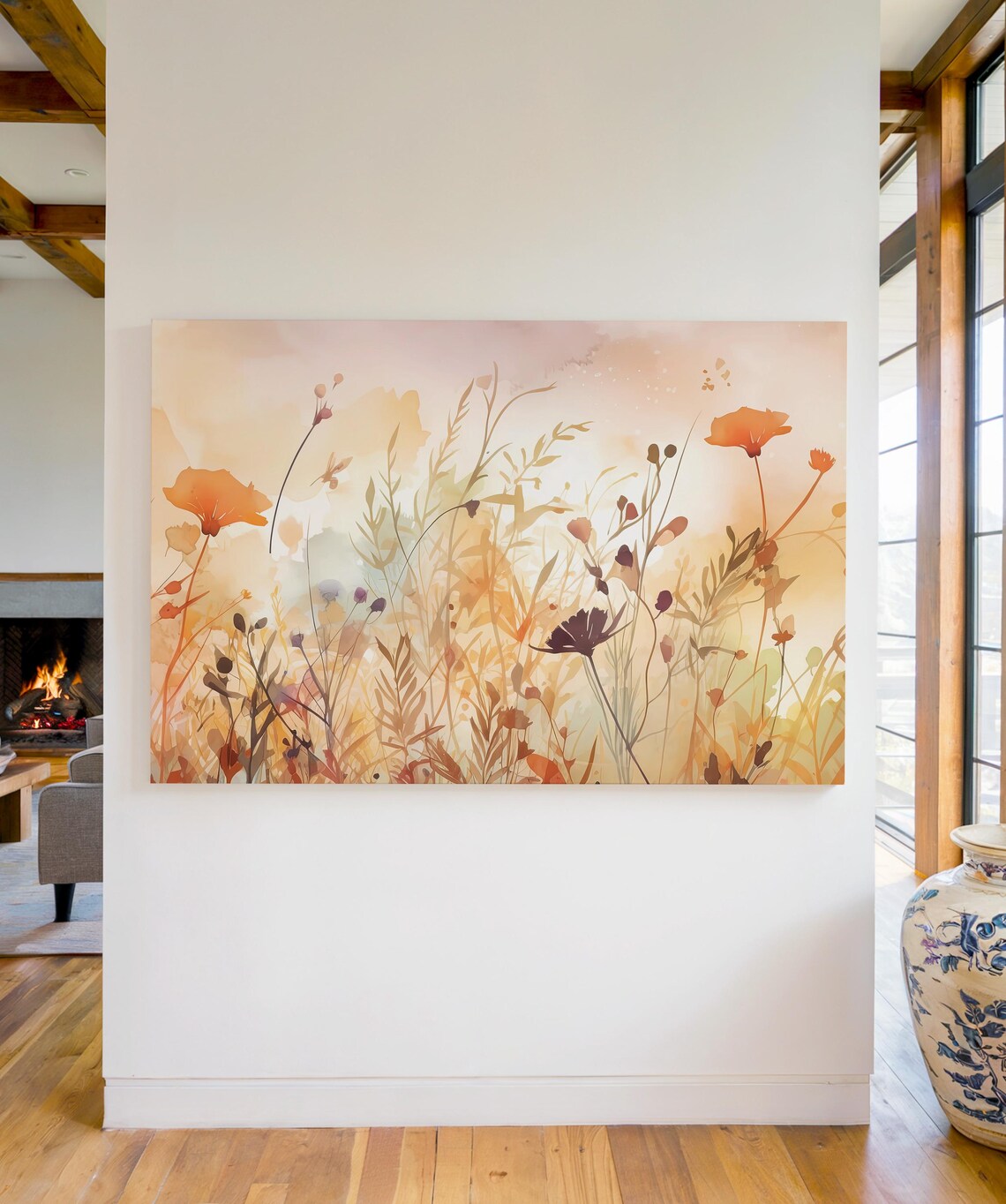 Watercolor Wildflowers Art Print, Boho Floral Wall Decor