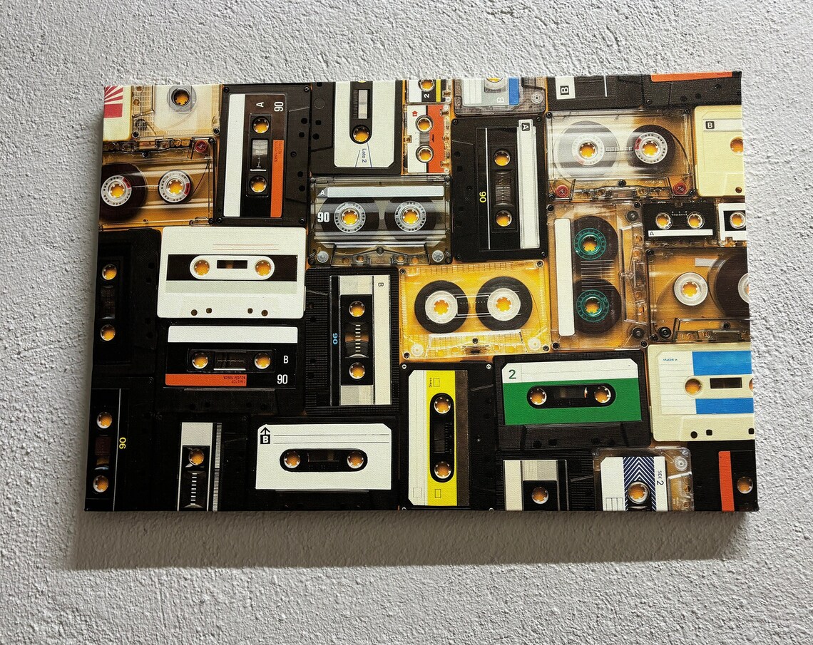 Vintage Cassette Music Art Print, Retro Decor