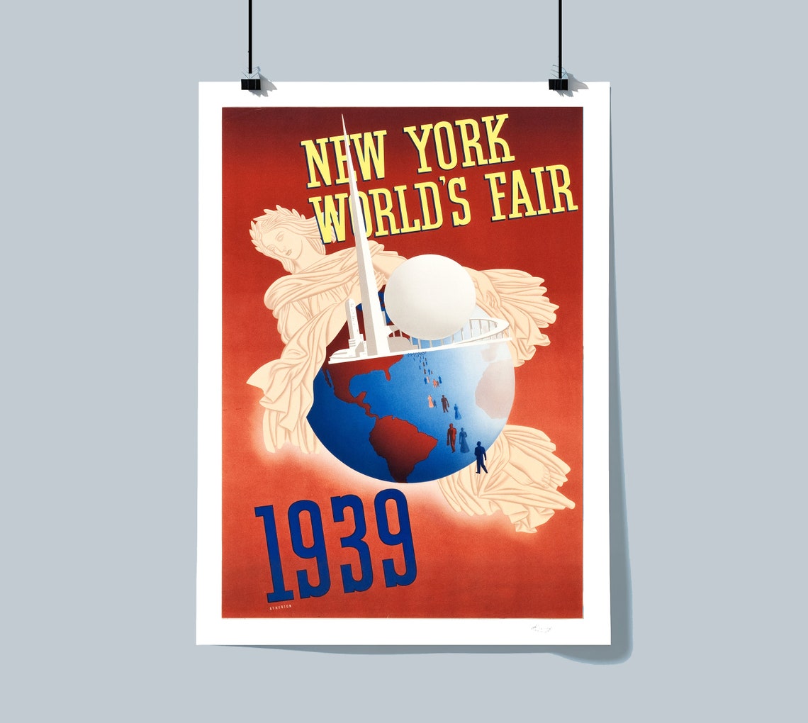 New York Worlds Fair 1939 Trylon Perisphere Vintage Fair Poster - Image 2