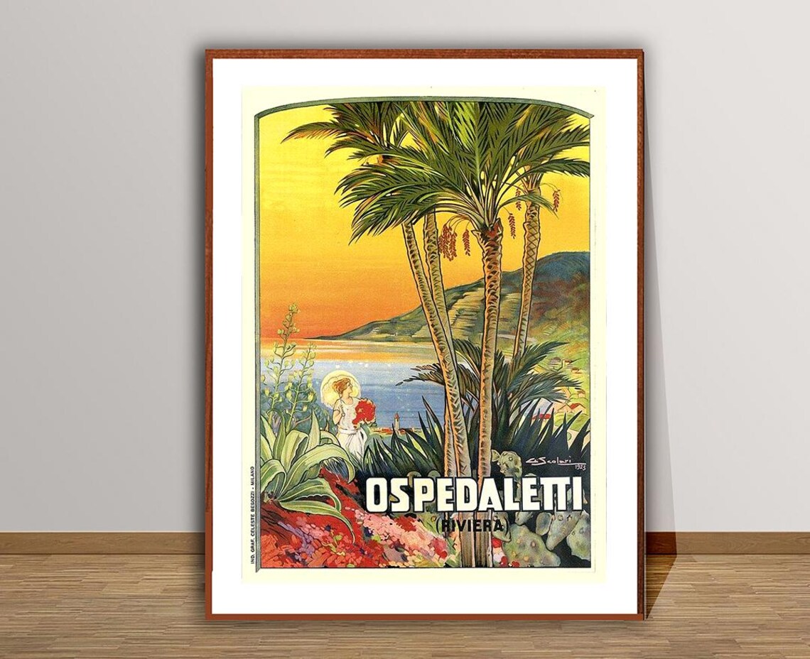 Ospedaletti Riviera Italy Vintage Travel Poster