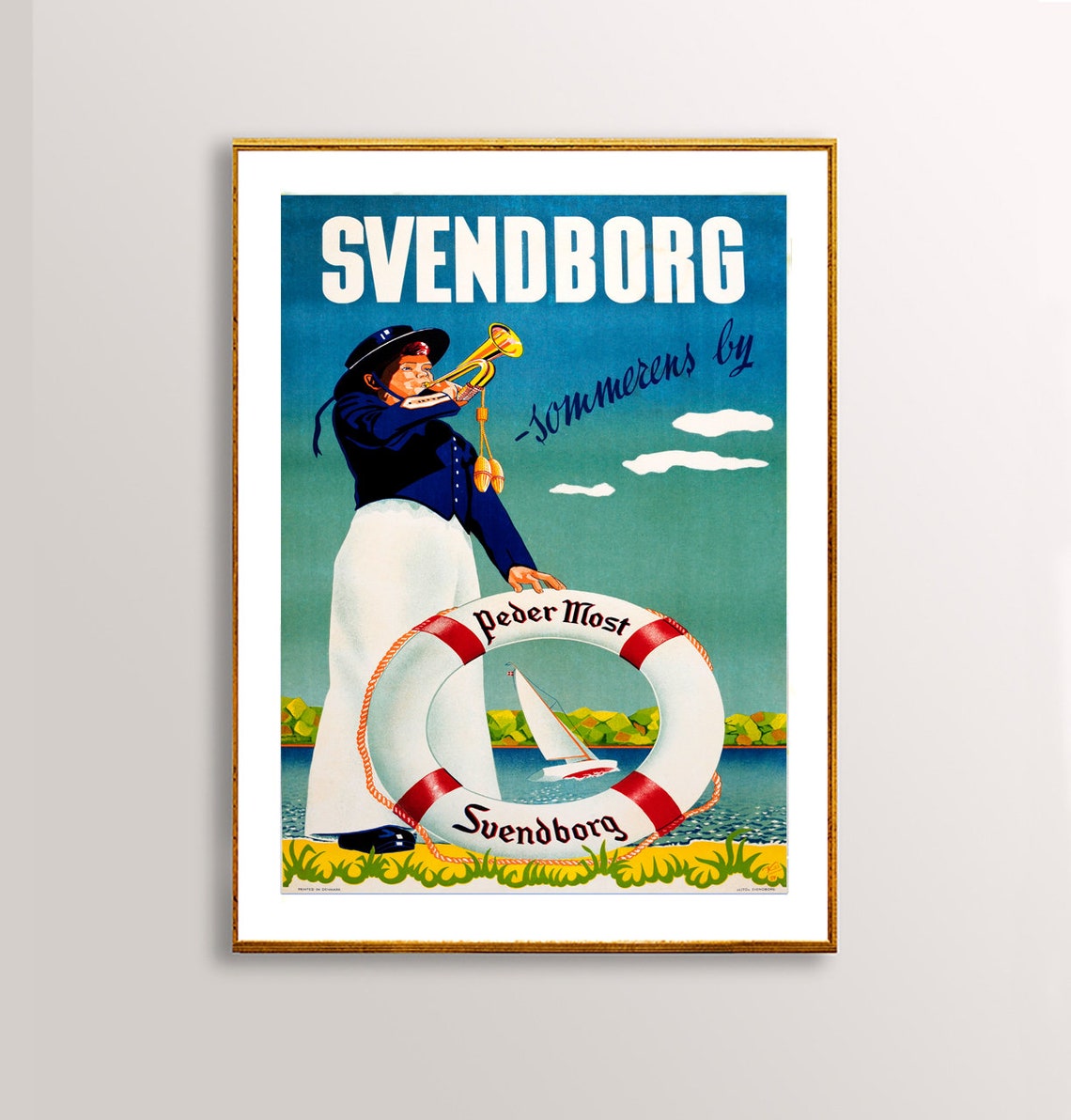 Svendborg Sommerens By Vintage Danish Seaside Sailor Travel Poster - Image 2