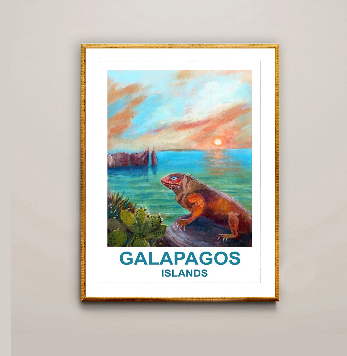 Galapagos Islands Ecuador Vintage Travel Poster