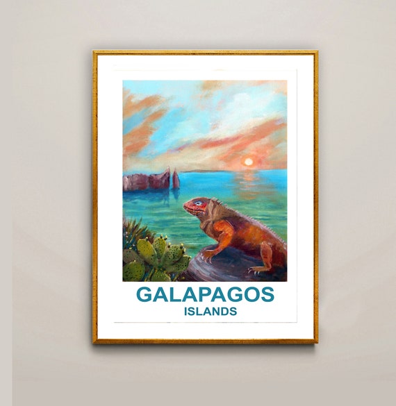 Galapagos Islands Ecuador Vintage Travel Poster