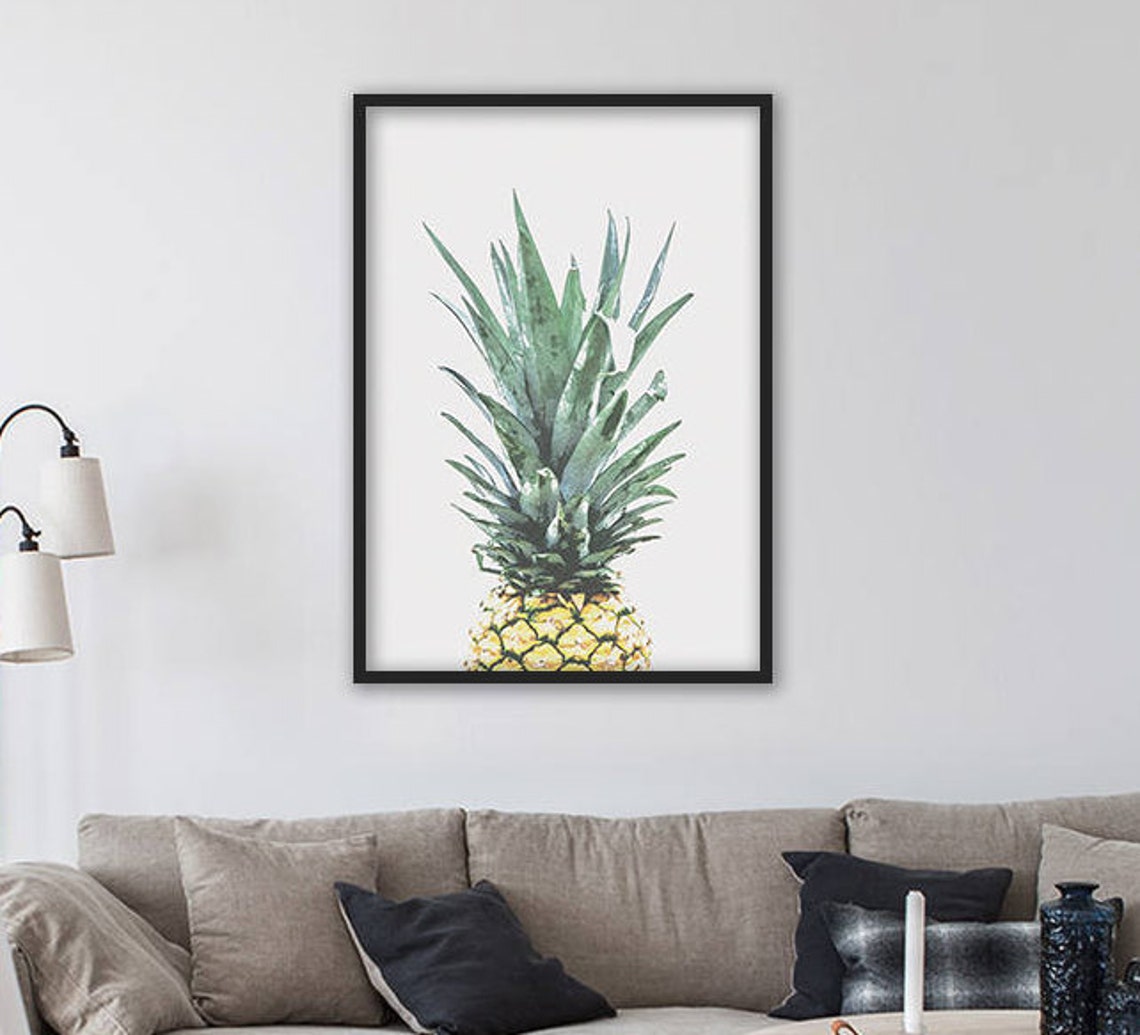 Bright Watercolor Pineapple Tropical Fruit Kitchen Decor Art Poster - Image 3