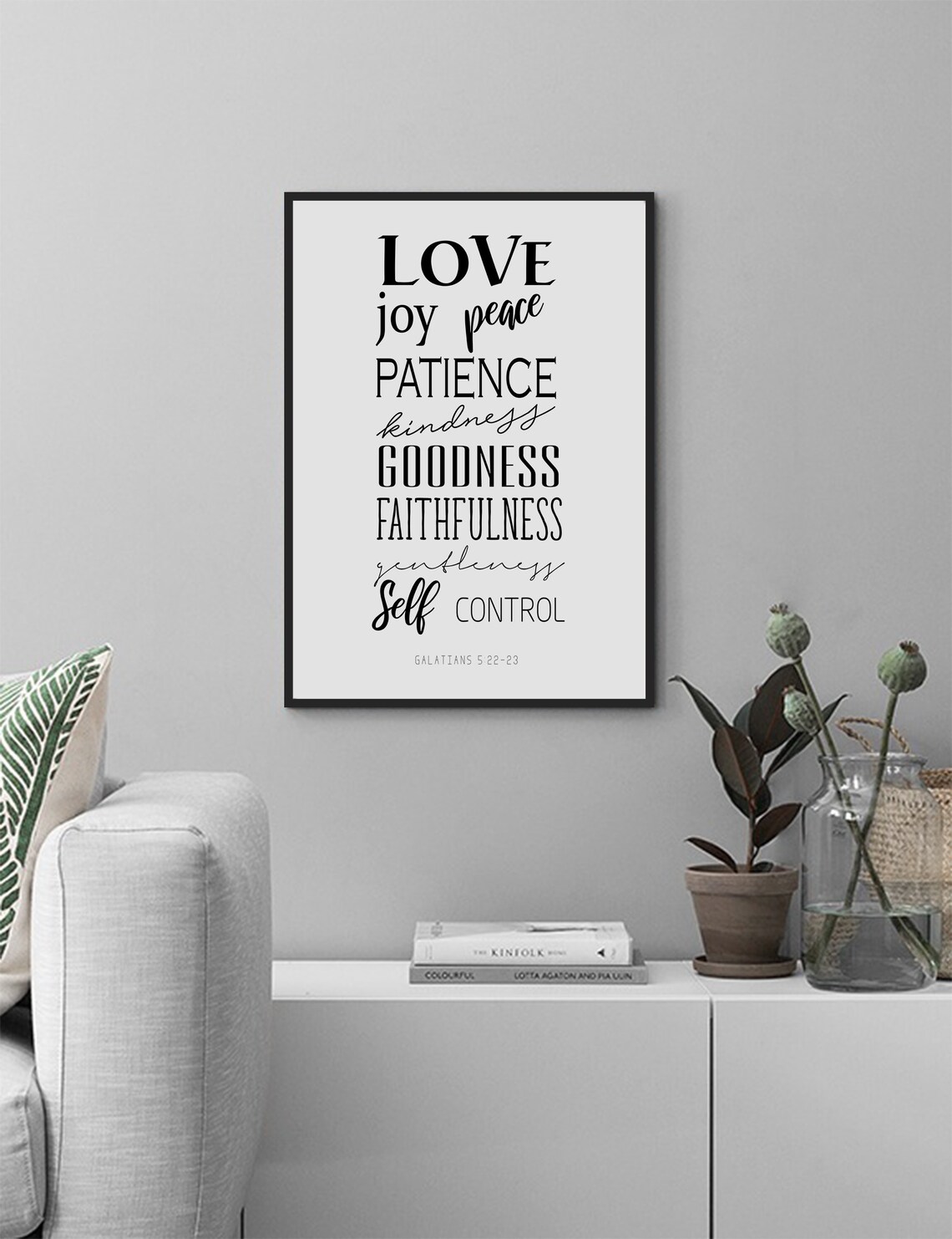 Fruits of the Spirit Love Joy Peace Galatians 5 22 Bible Verse Poster - Image 2