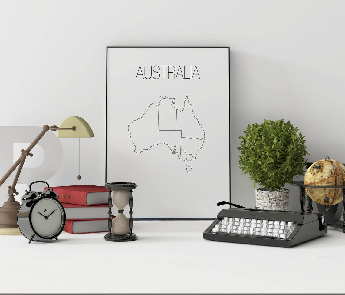 Australia Outline Map Minimalist Scandinavian Style Wall Art - Image 2