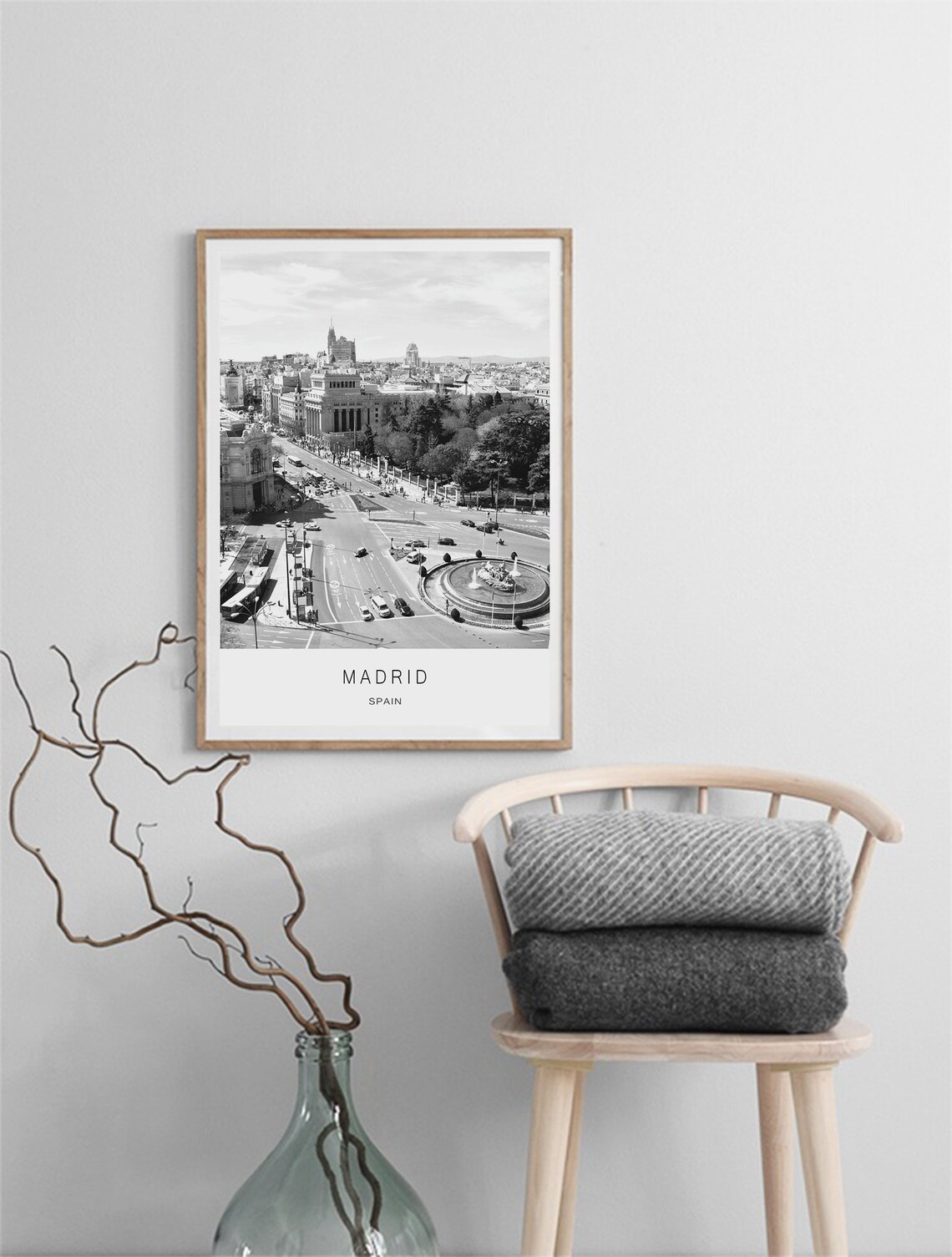 Madrid Spain Plaza Cibeles Black And White City Photo Poster - Image 2