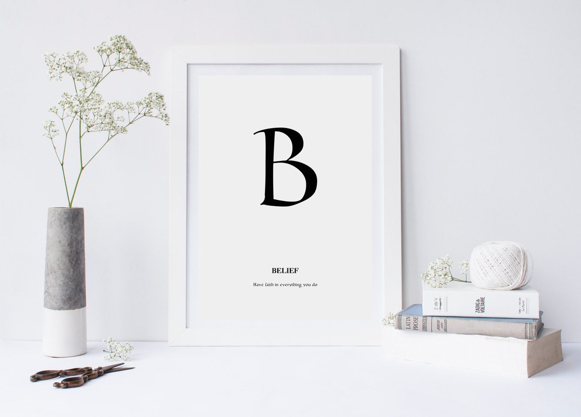 Letter B Belief Minimalist Typography Motivational Quote Poster - Image 2