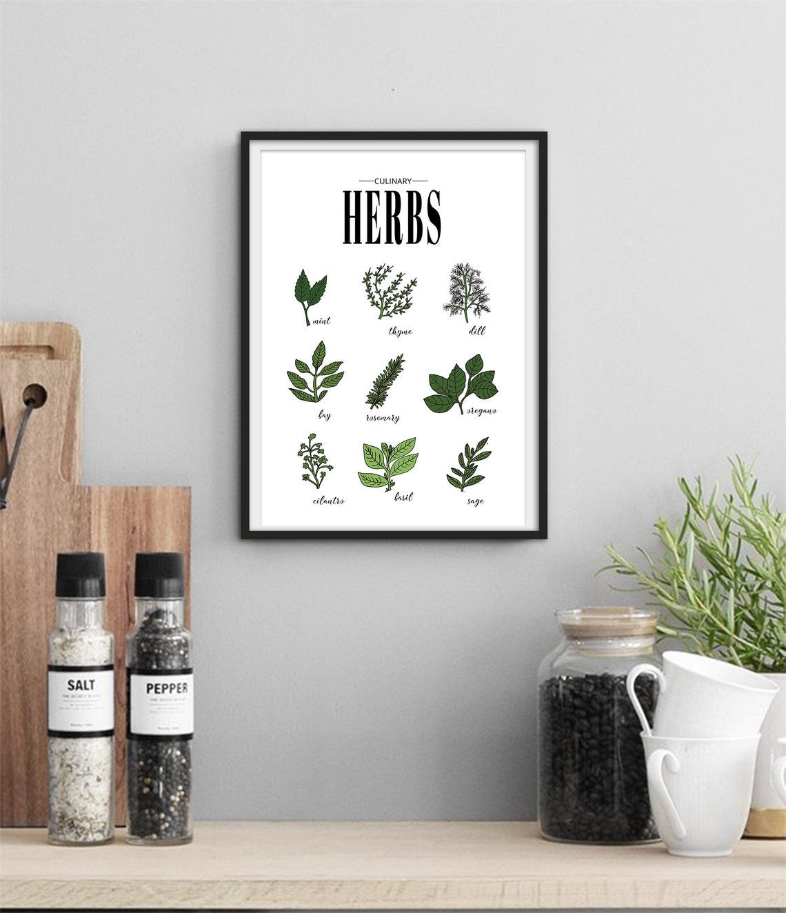 Culinary Herbs Botanical Illustration Chart Kitchen Wall Poster - Image 3