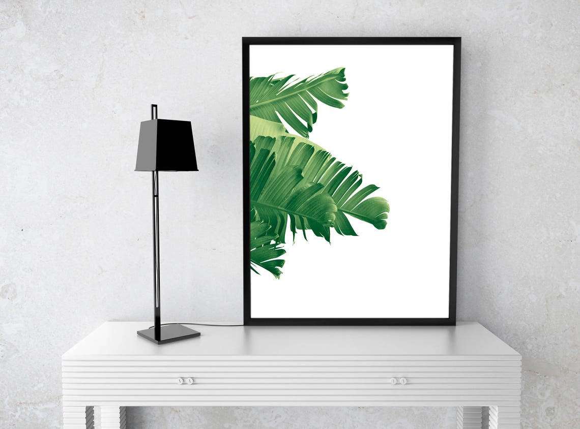 Green Banana Leaves Minimalist Tropical Botanical Photo Poster - Image 3