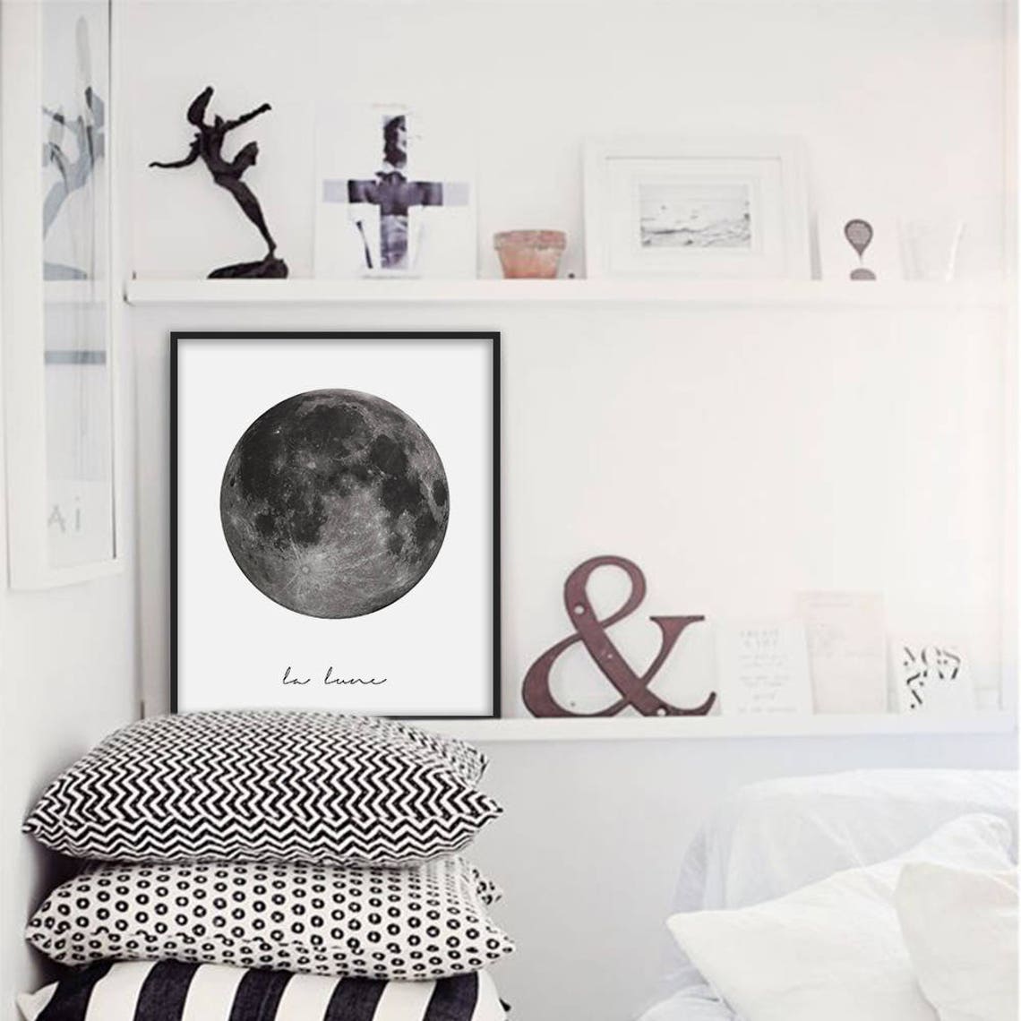 La Lune Full Moon Minimalist Celestial Moon Phase Photo Poster - Image 2