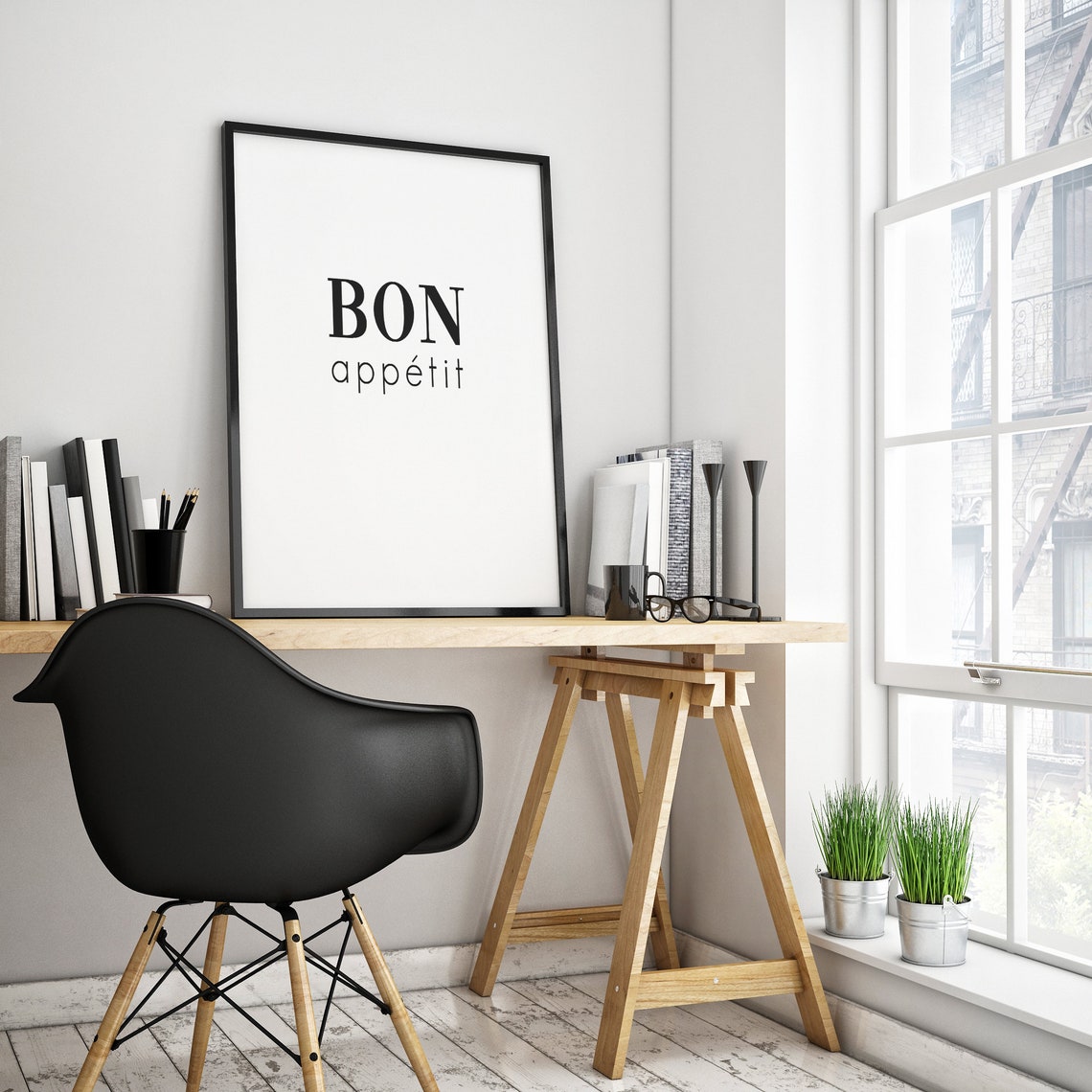 Bon Appetit French Kitchen Typography Minimalist Decor Poster - Image 3