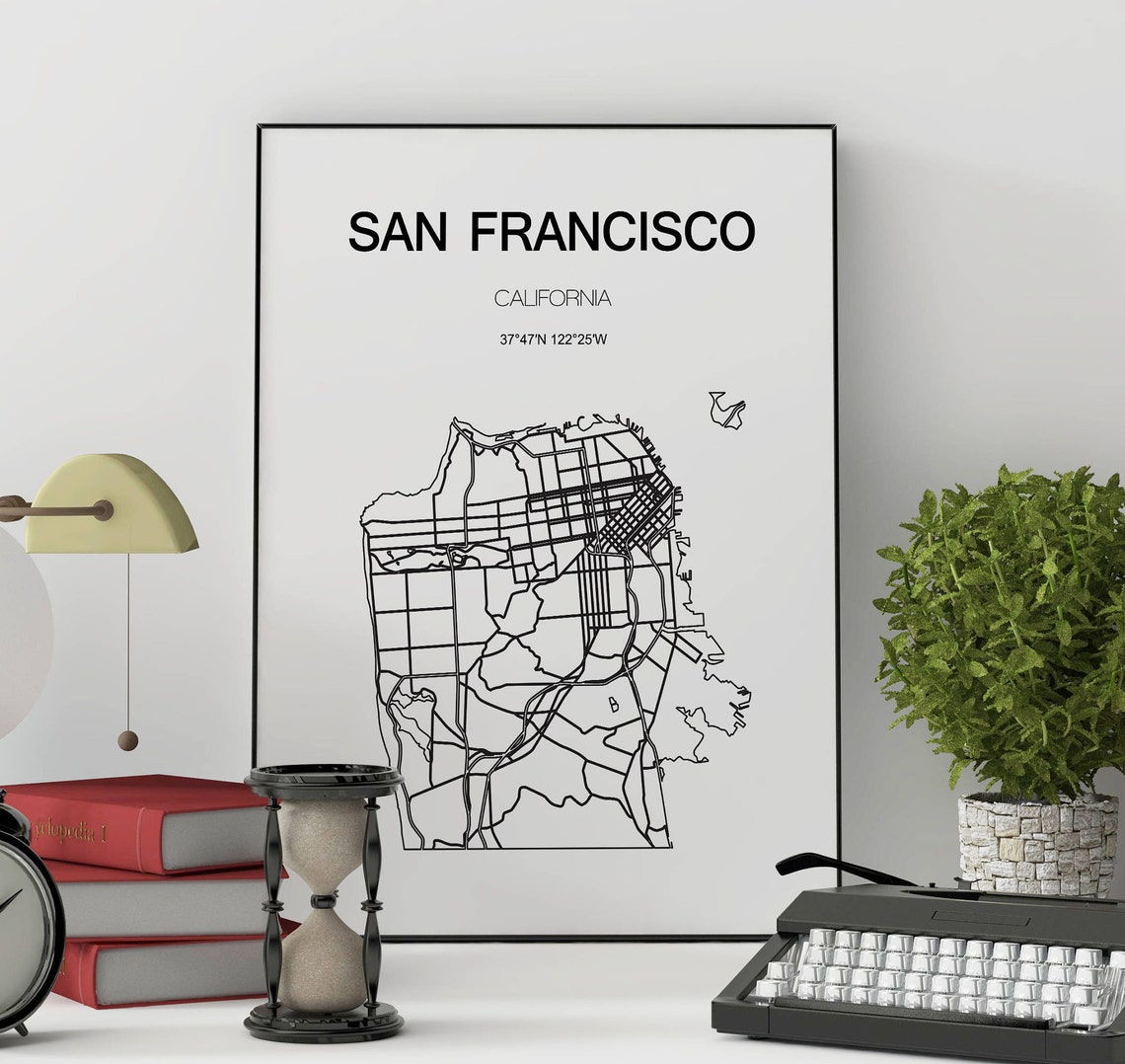San Francisco California Minimalist City Map Line Art Poster - Image 3