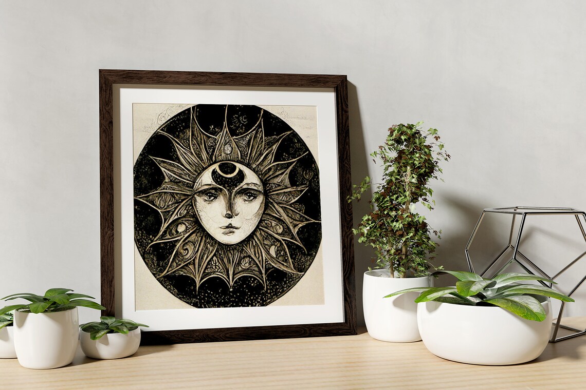 Sun Mandala Art Nouveau Flower Art Print - Image 2