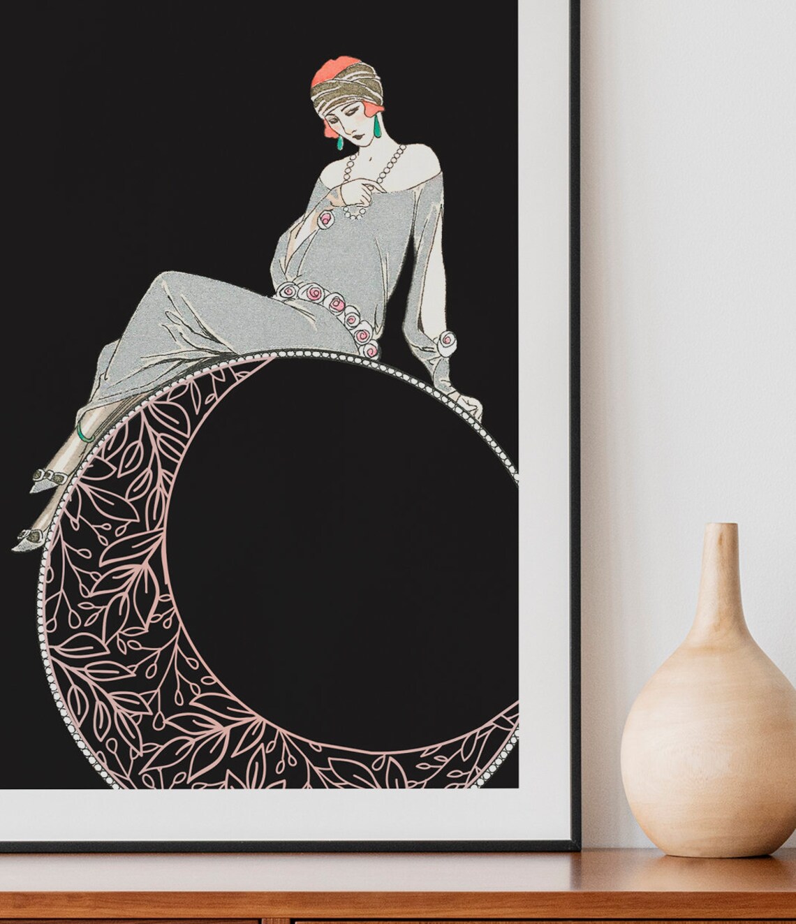 Mucha-Inspired Moon Goddess Art Nouveau Poster - Image 2