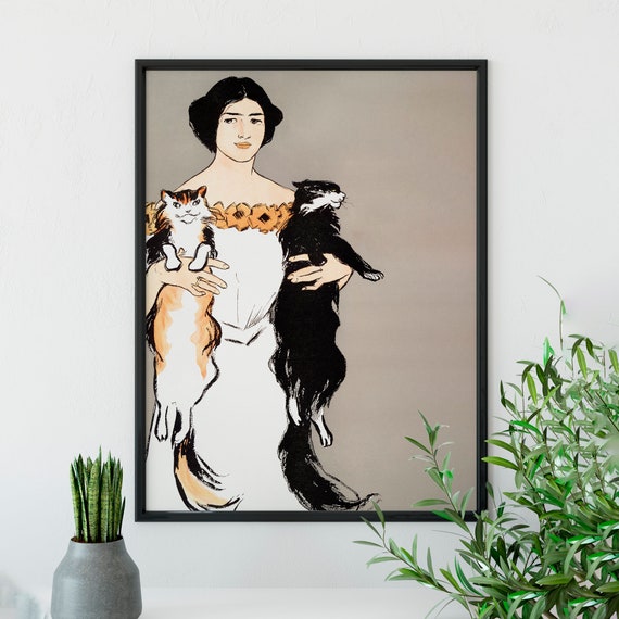 Edward Penfield Cat and Woman, Art Nouveau Art Print