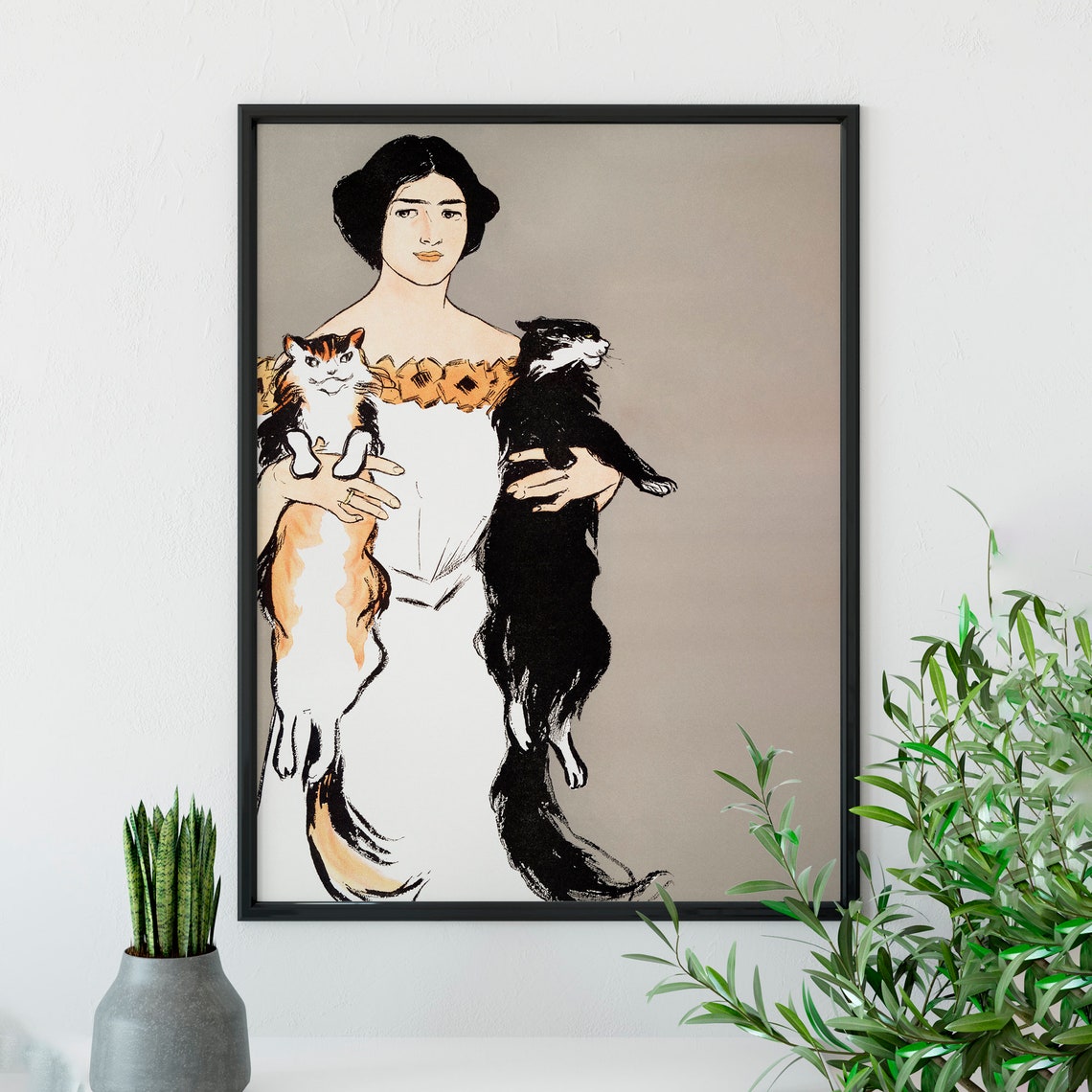Edward Penfield Cat and Woman, Art Nouveau Art Print