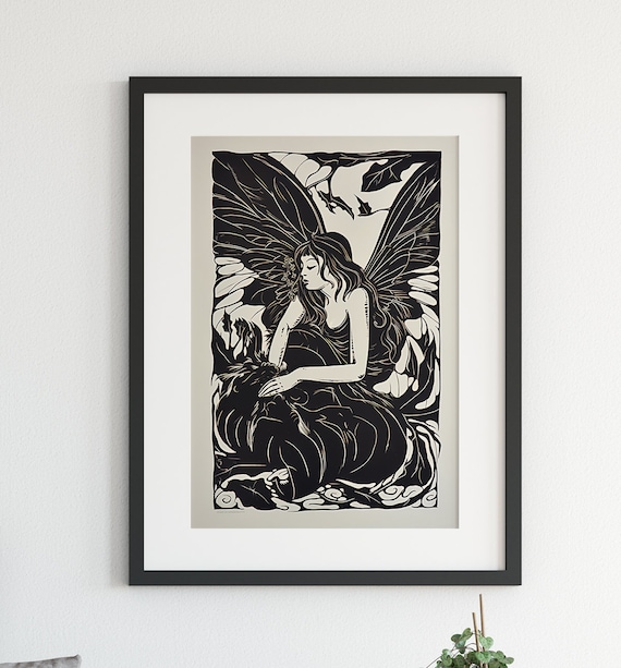 Vintage Fairy Butterfly Poster Print