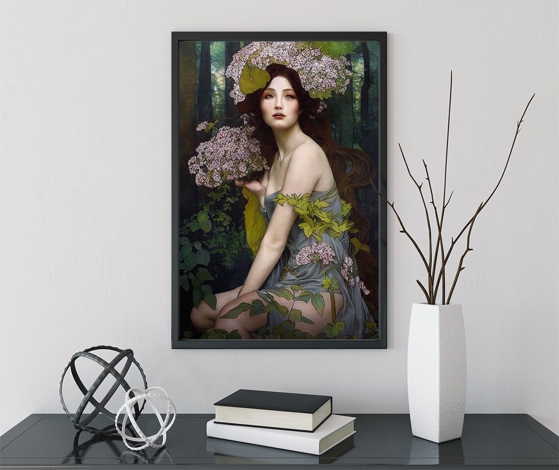 Art Nouveau Goddess Poster, Bohemian Portrait